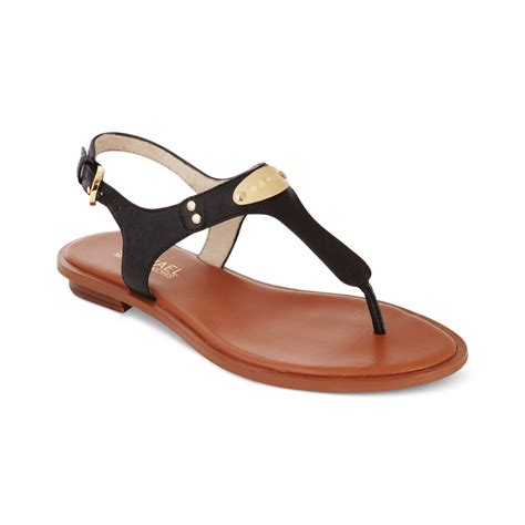 michael michael kors flat thong sandals mk plate 